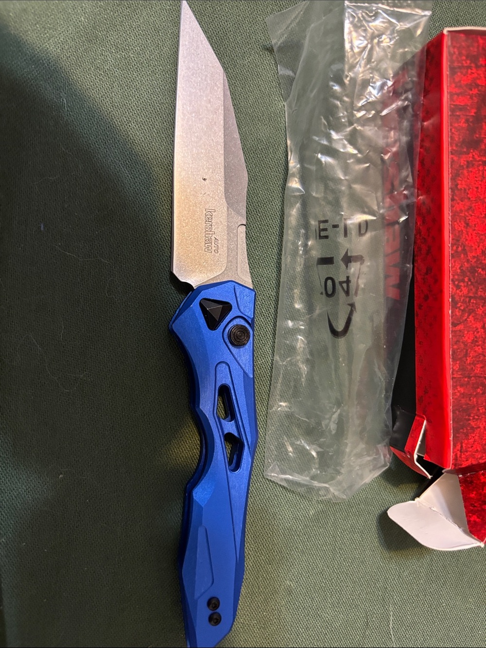 Blue Folding Pocket Knife with Textured Aluminum Handle - Men Accessories